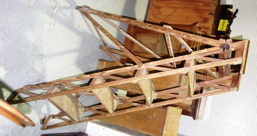 An early 20th century folding pine stepladder.