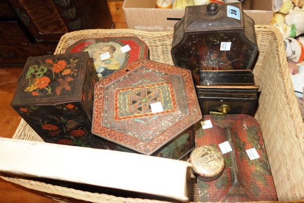 A quantity of early 20th century biscuit tins and metal boxes, (qty).