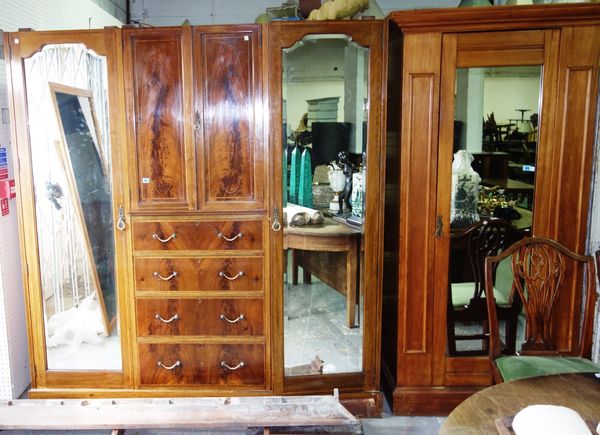 A 19th century mahogany triple wardrobe.