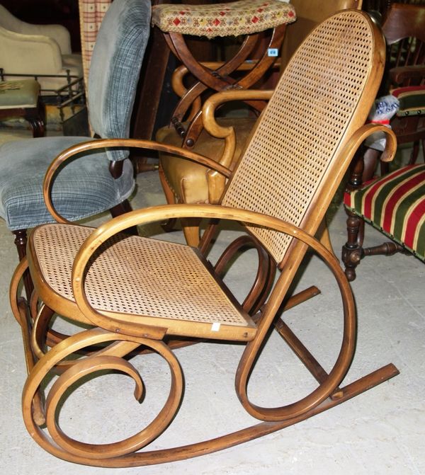 A 19th century thonet style Bentwood rocking chair.