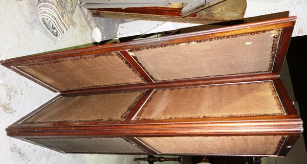 A 19th century mahogany three-fold screen (a.f)