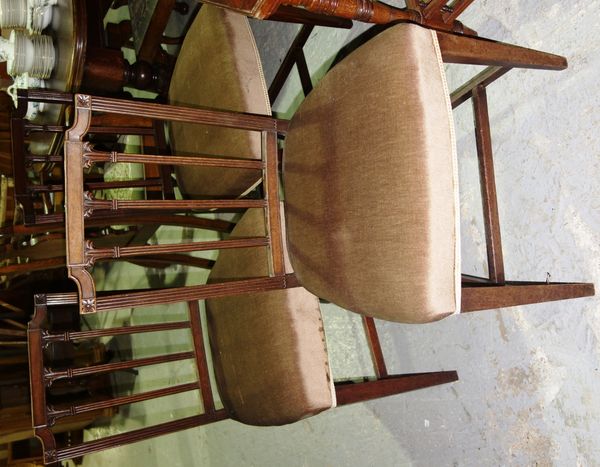 A group of three 19th century mahogany dining chairs.