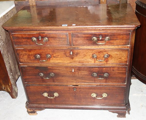 A George III mahogany chest of two short and three long drawers.