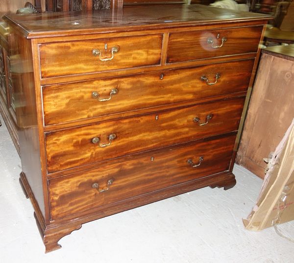 A large 19th century mahogany chest of two short and three long graduated drawers.