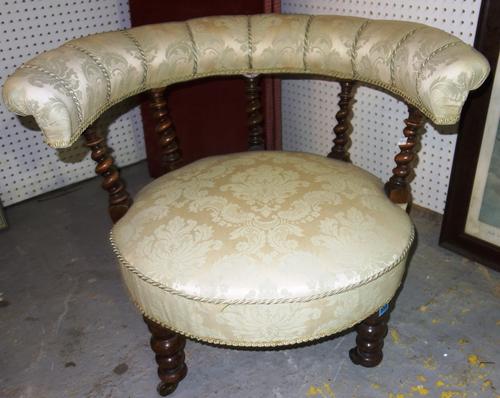 A beech tub chair and a Victorian tub chair. (2)