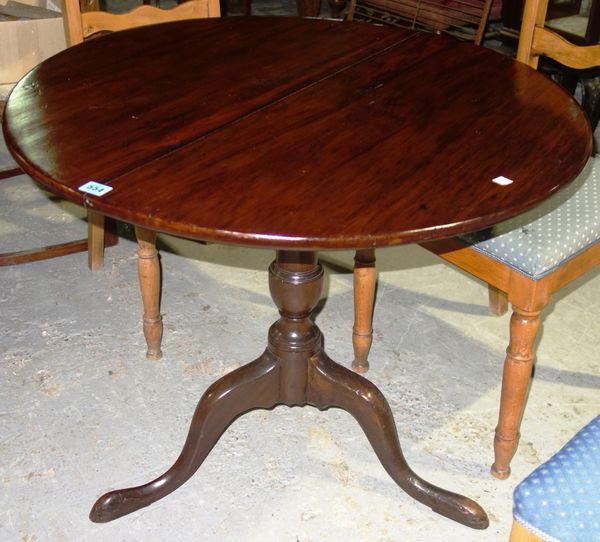 A 19th century mahogany snap top tripod table.