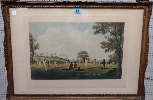 English School, A Cricket Match at Hambledon, 1777, facsimile print.