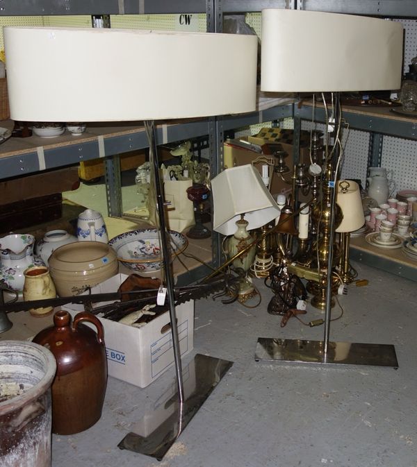 A pair of 20th century Chrome standard lamps, (2).