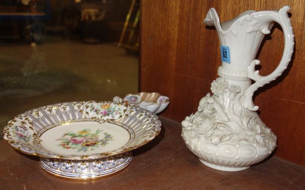 A quantity of ceramics including a Belleek jug, Royal Worcester cups and saucers, Spode dishes, a Limoge plate and sundry, (qty).