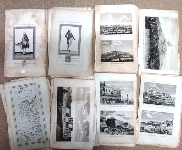 A group of loose engravings of portrait, landscape and map subjects, (qty).