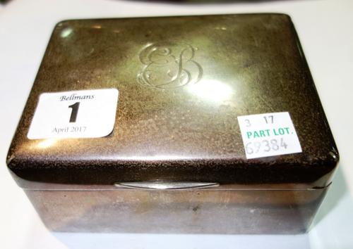 A silver rectangular cigarette box, Sheffield 1922 by Walker & Hall   CAB