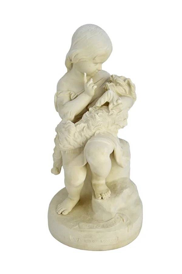 A Copeland Parian group "Go to Sleep", signed J. Durham 1862, titled to base, 42cm high.   Illustrated