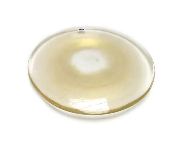 A Murano glass circular platter by Archimede Seguso, with gilt inclusions, etched mark 'Elsa Peretti for Tiffany', 43cm diameter.