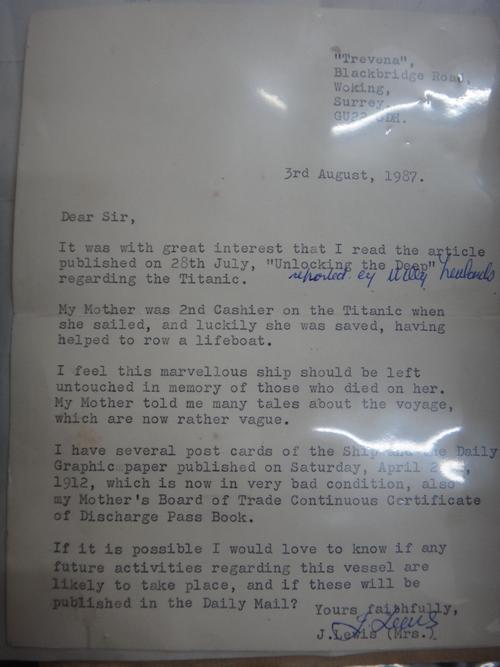 TITANIC SURVIVOR - a family collection of photographs & other miscellaneous material relating to Miss Mabel Elvina Martin, 2nd cashier in the First Cl