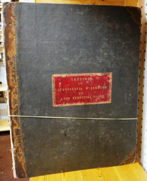 SKETCHES in Scandinavia & Germany - by Anne Beresford Cosby; a folio album with approx. 45 pencil & coloured sketches (mounted, some with captions); i