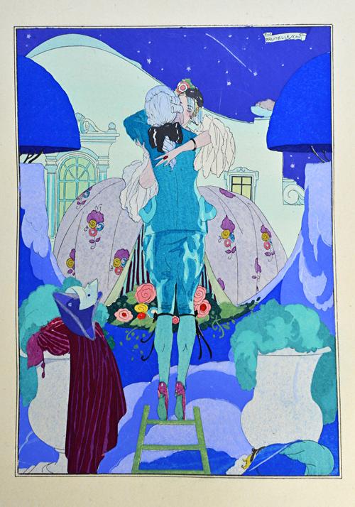 LA GUIRLANDE (Album Mensuel d'Art et de Litterature).  32 coloured plates (of 61) all but 3 in coloured pouchoir (by Barbier, Brunelleschi & others),