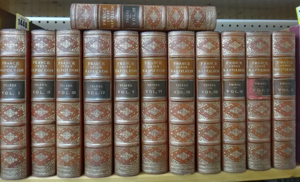 THIERS (L.A.)  History of the Consulate and the Empire of France  . . .  12 vols. 36 steel-engraved plates; contemp. red half calf & cloth, gilt-decor