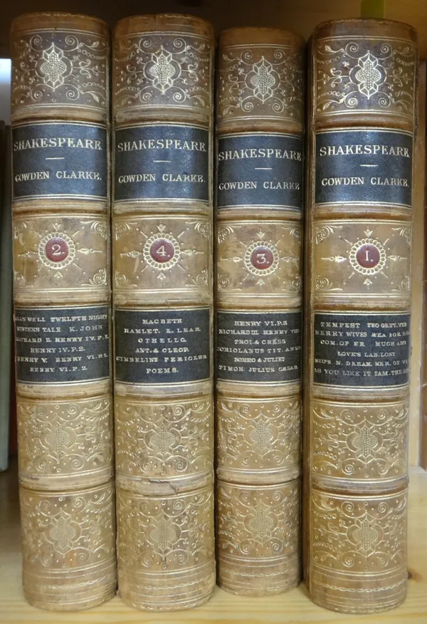 SHAKESPEARE (Wm.)  The Works of  . . .  Edited, with a scrupulous revision of the text, by Charles and Mary Cowden Clarke. 4 vols. portrait frontis.;