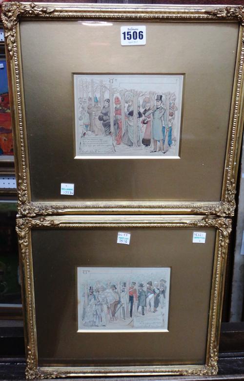 George Cruickshank (1792-1868), Lovely Woman in our hour of care; Men were Deceivers ever, a pair, pen, ink and watercolour, signed and inscribed, eac