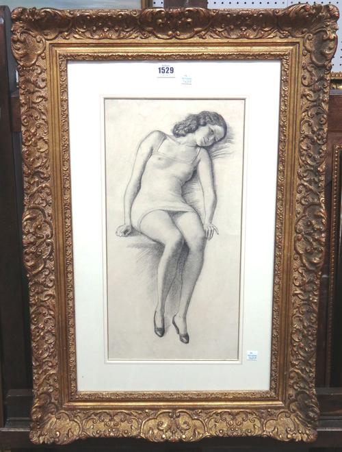 Gerald Judah Ossoki (b.1903), Portrait of Rosa, the artist's sister, pencil, 46cm x 23cm. DDS