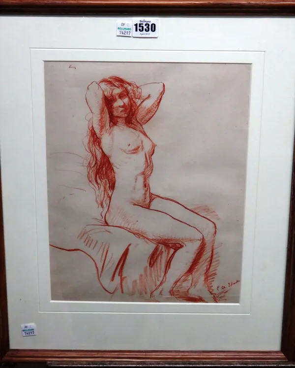 Edgar Albert Slade (1872-1963), Seated nude, red chalks, signed, 32cm x 25cm. DDS