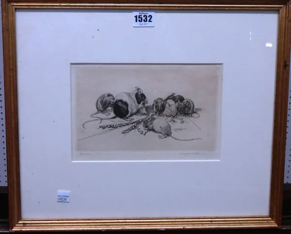 Winifred Austen (1876-1964), Pet Mice, etching, signed and inscribed in pencil, 13cm x 21cm.  DDS