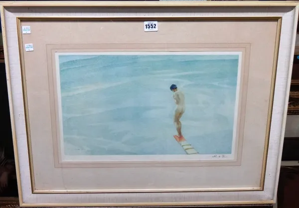 Sir William Russell Flint (1880-1969), The bather, colour print, signed in pencil, with blindstamp, 25.5cm x 43cm. DDS