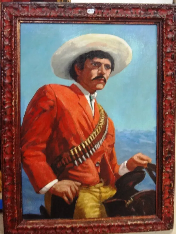 ** Jennings (20th century), Mexican horseman, oil on canvas laid on board, signed and dated '63, 99cm x 69cm.