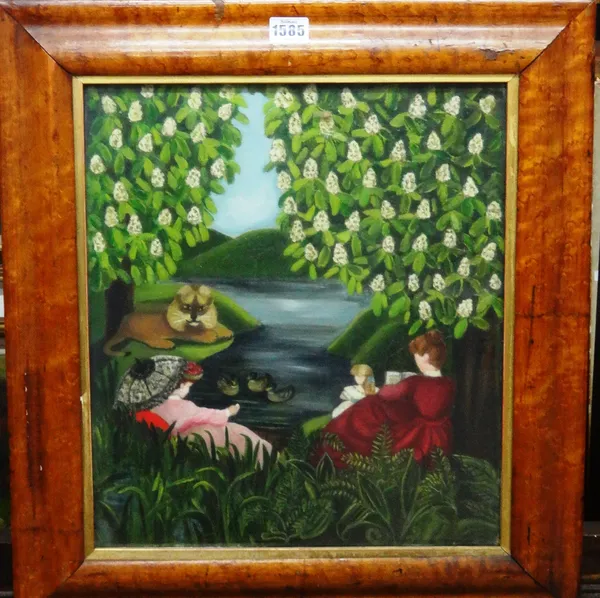 Eden Box (1919-1988), Feeding the ducks, oil on board, signed, inscribed and dated 1950 on overlap, 39cm x 34cm. DDS