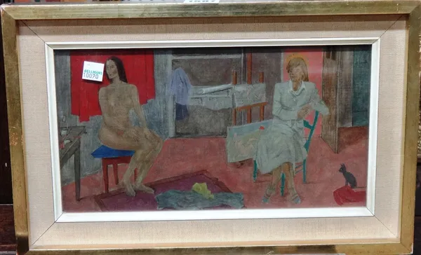Gregoire Michonze (1902-1982), The Artist's studio, oil on board, 17cm x 29cm. DDS