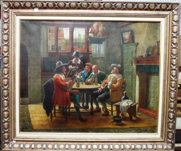 Wilhelm Giessel (1869-1938), Cavaliers drinking, oil on canvas, signed, 55cm x 67cm.