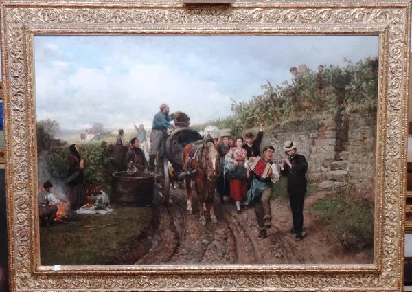 Casimir Geibel 1839-1896), The harvest, oil on canvas, signed , inscribed and dated 1882 Vienna, 69cm x 101cm.   Illustrated