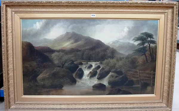 H. Massey (19th century), View near Windermere, oil on canvas, signed, inscribed on label on reverse, 60cm x 105cm.