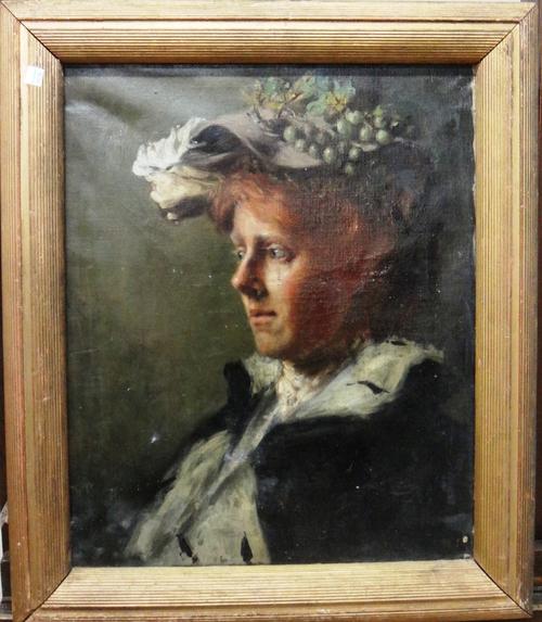 Circle of Francis Campbell Boilleau Cadell, The artist's sister, oil on canvas, bears inscription on stretcher, 55cm x 44.5cm.