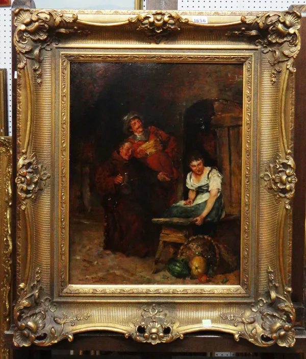 Max Gaisser (1857-1922), Spilt Fruit, oil on canvas, signed, 50cm x 39.5cm.