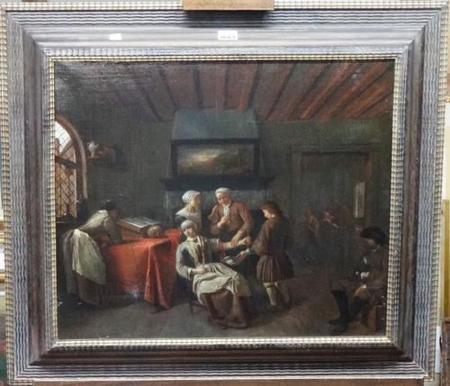 Anglo-Dutch School (early 18th century), The Bloodletting, oil on canvas, 47cm x 56cm.   Illustrated
