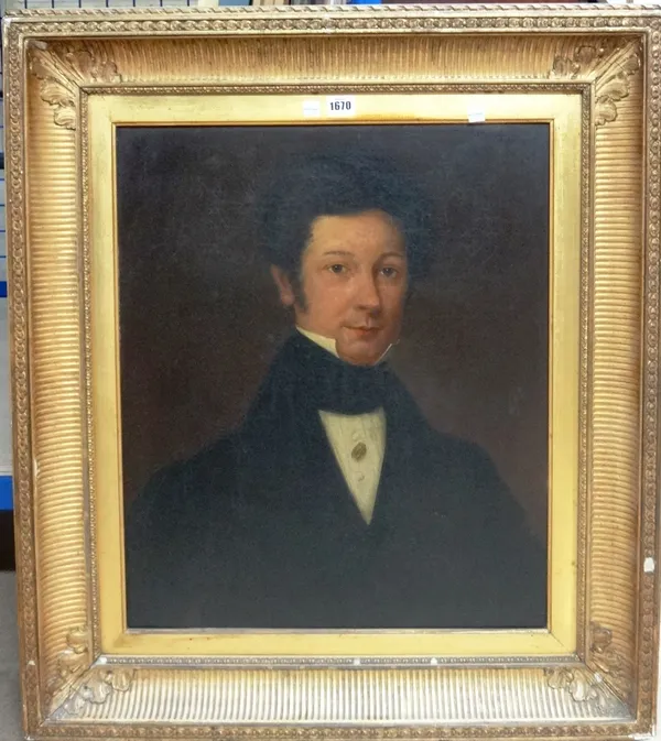 English School (19th century), Portrait of a gentleman, oil on canvas, 60cm x 50cm.
