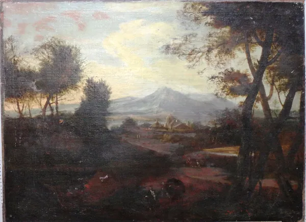 Colonial School (19th century), Mountainous landscape, oil on canvas, unframed, 60cm x 80cm.