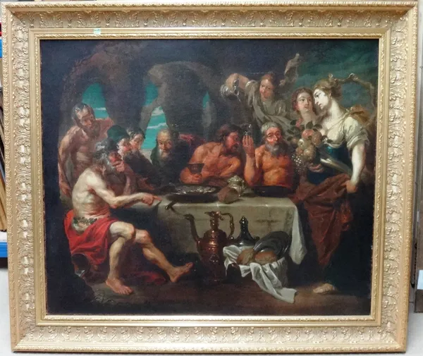 After Sir Peter Paul Rubens, Banquet d'Achéloüs, oil on canvas, 79cm x 95cm.   Illustrated
