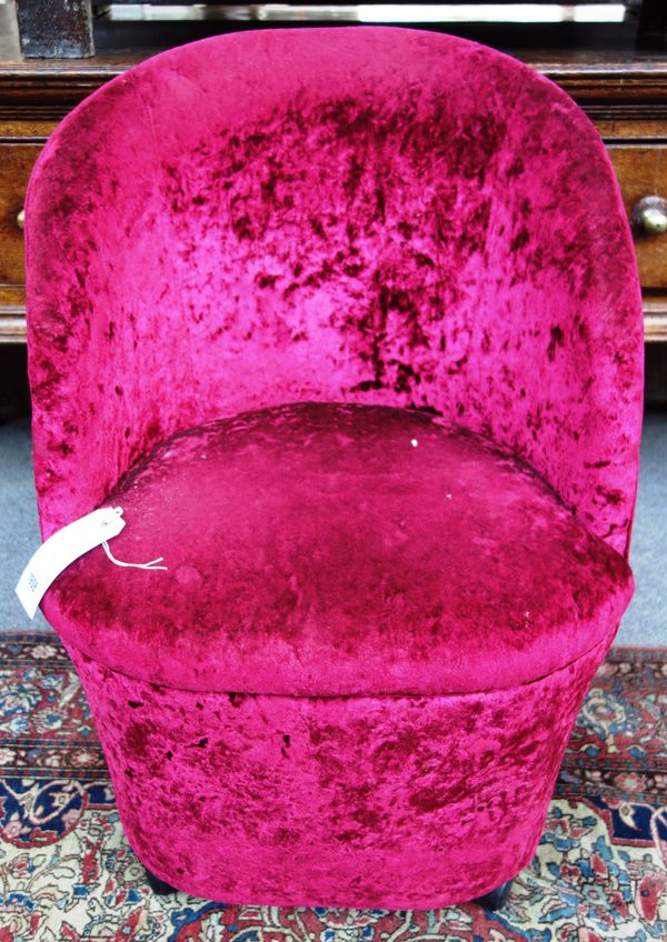 Peter Stringfellow's, Angels Club; a set of four 20th century red upholstered tub back club chairs, each 59cm wide x 87cm high. Sold with authenticity