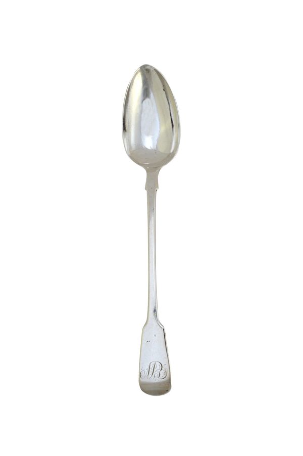 A William IV silver fiddle pattern basting spoon, monogram engraved, London 1832, weight 123 gms.   Illustrated