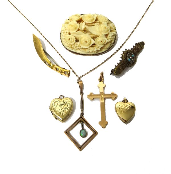 A gold and opal set single stone pendant necklace, mounted with an oval opal at the centre, on a gold neckchain with a boltring clasp, a gold pendant