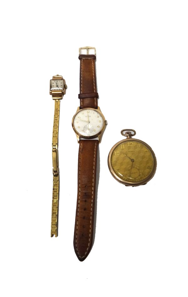 A gentleman's 9ct gold, circular cased Griffon wristwatch, the signed circular silvered dial with gilt Arabic numerals and with subsidiary seconds, th