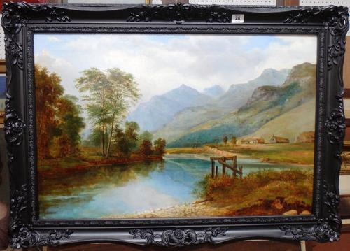 Attributed to John Cairney (fl.1883-1906), Loch scene, oil on canvas, 49cm x 74cm. A7