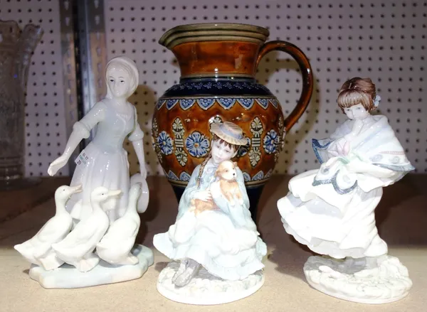 Two Coalport figures, a Doulton jug and one other figure, (4)  SH12