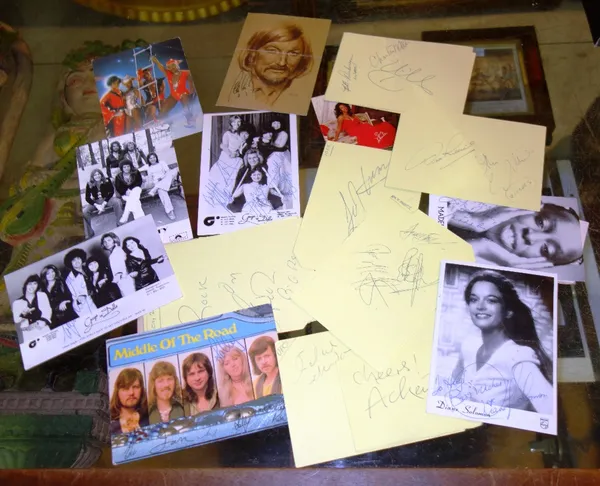 A group of assorted autographs including Vera Lynn, Bay city rollers, Alvin Stardust, Val Donnigan and others. All buyers must satisfy themselves for