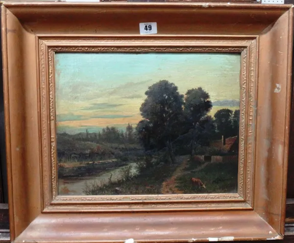 English School (c.1900), River scene, oil on board, 27cm x 35cm. A9