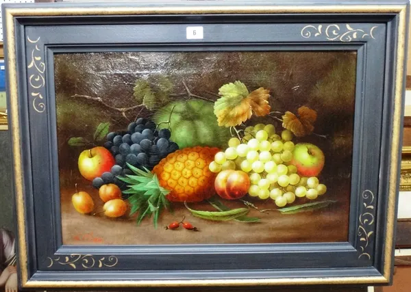 Manner of George Clare, Still life of fruit, oil on canvas, bears a signature, 40cm x 60cm. A6