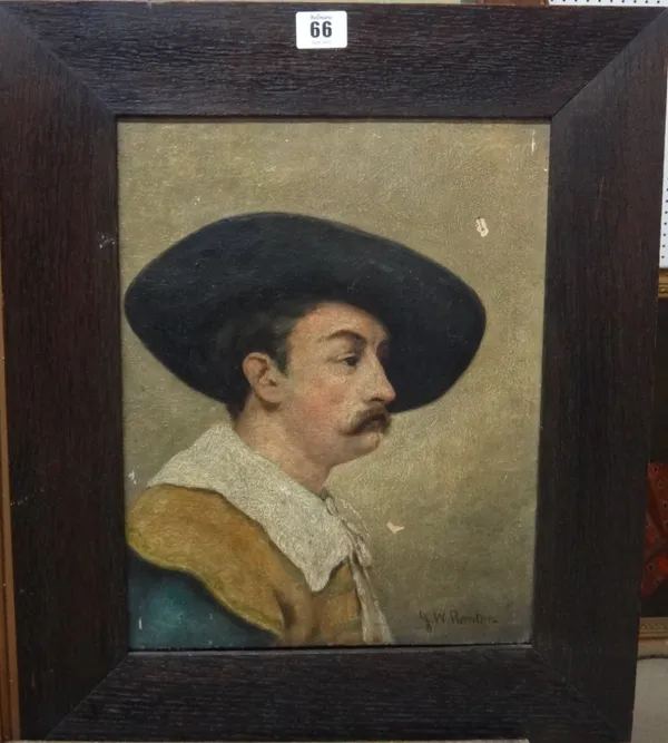 J. W. Renton (c.1900), A cavalier, oil on canvas, signed, 36cm x 27cm. B10