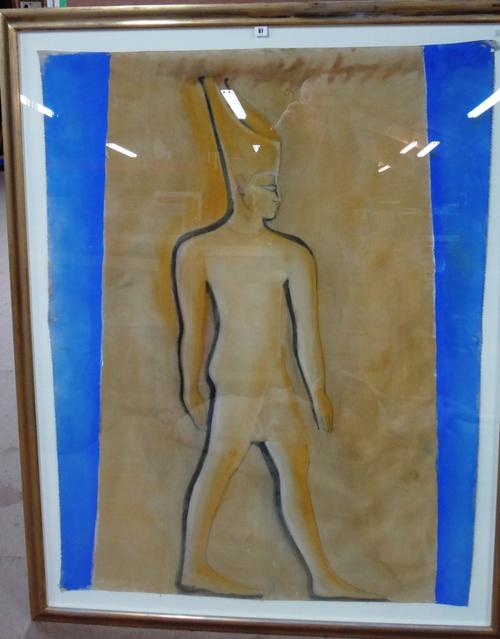 British School (20th century), An Egyptian figure, oil on canvas, laid down,  152cm x 115cm.   I9